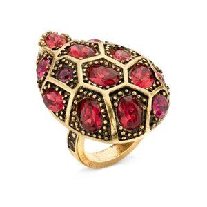 NWT 7 Charming Sisters Wonderfully Witty Antique Gold Pink Crystal Cocktail Ring